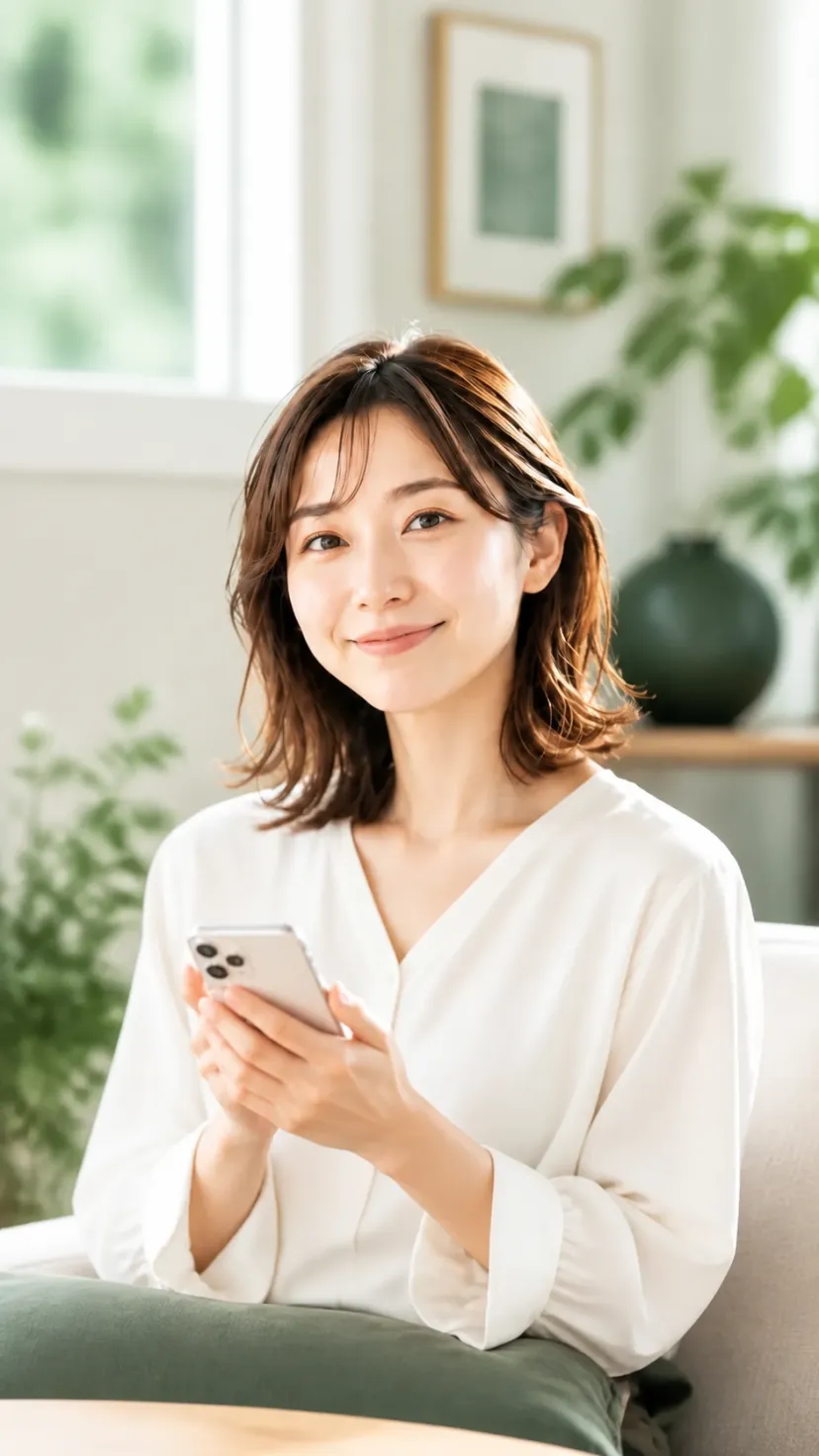 スマートフォンを持って相談を迎える、きづきさん