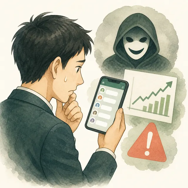 SNS型投資詐欺を表すイラスト